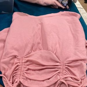 Pink Long Sleeve Crop Top